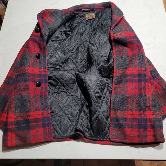 VTG Pendleton Wool Jacket Made In USA Plaid Large Over Coat Quilted Lining EUC - Picture 9 of 14